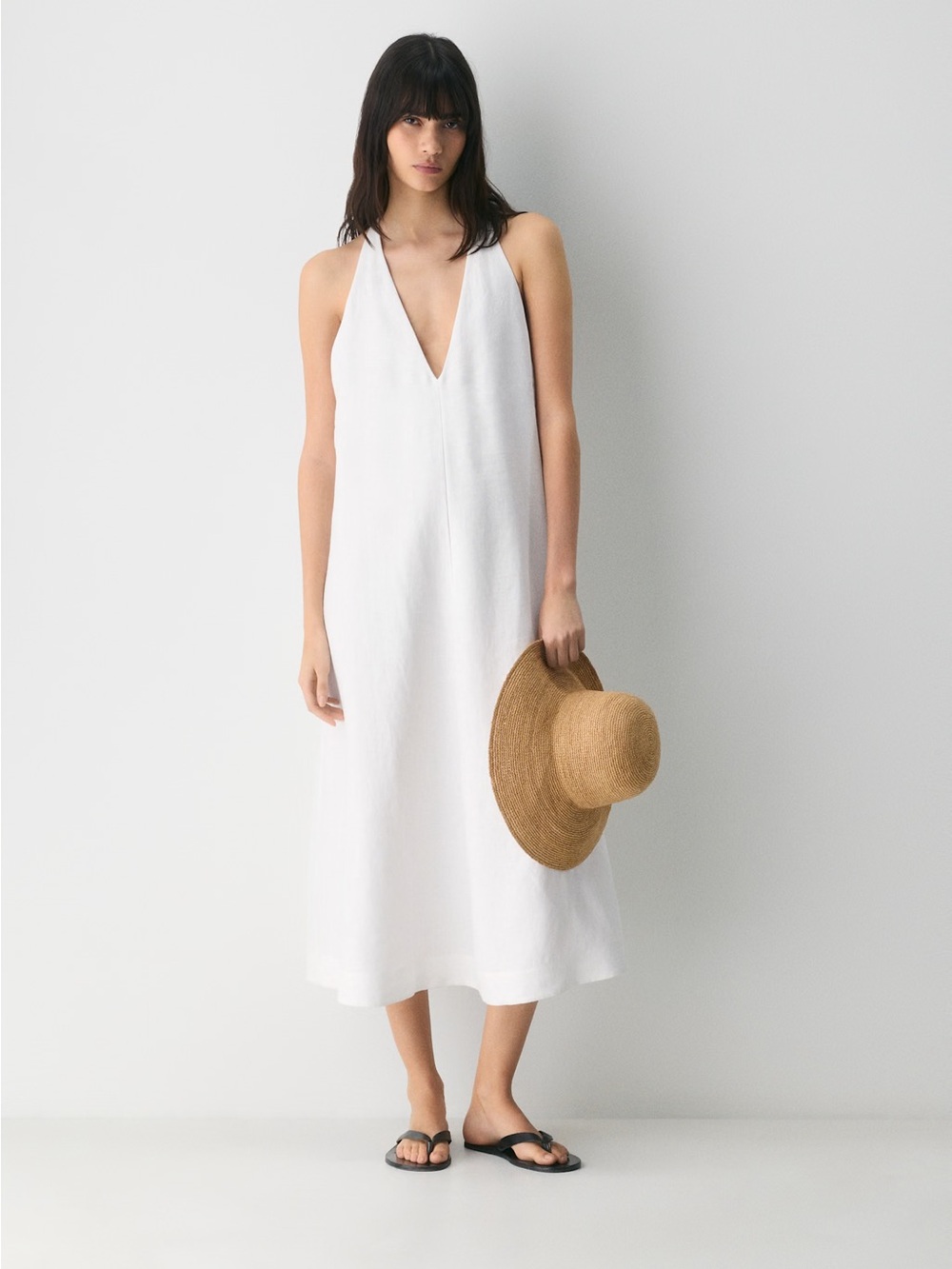 Aritzia Mural Linen Halter Dress Size S NWT